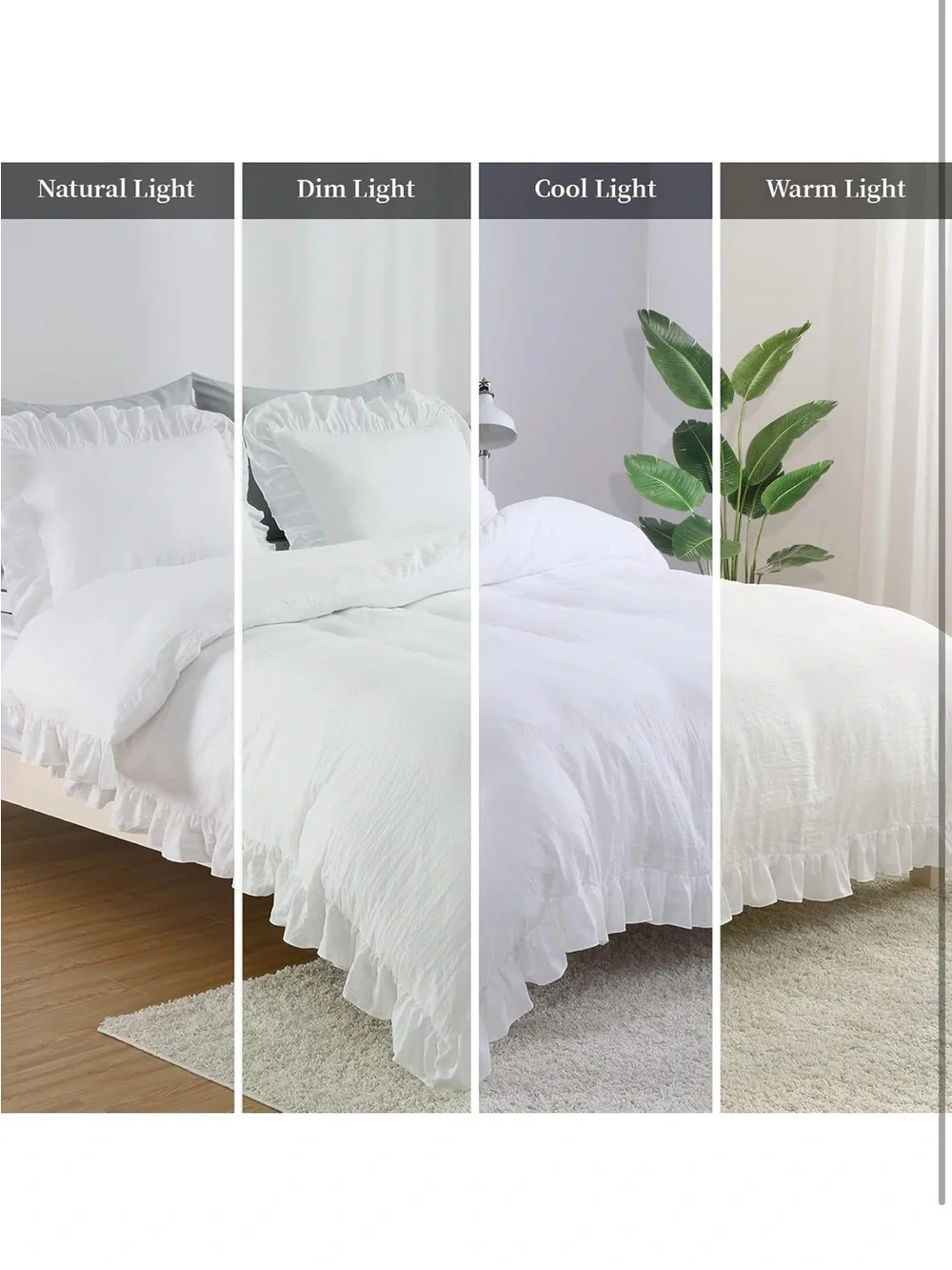 NEW CAROMIO White Ruffled Duvet Cover Twin, 2PCS